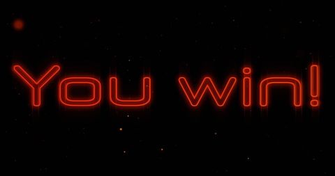 Neon You Win Text Against Cosmic Background