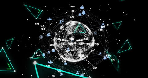 Futuristic Networked Globe with Digital Connections