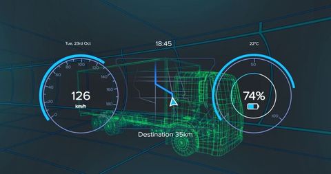 Innovative digital interface on futuristic truck model
