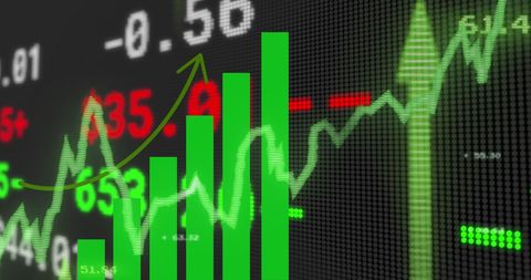 Stock Market Display with Growth Indicators - Download Free Stock Images Pikwizard.com