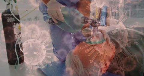 Healthcare worker providing emergency respiratory aid amidst virus outbreak