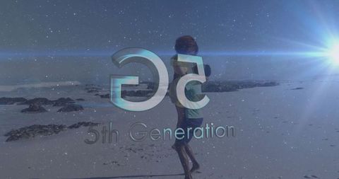 Romantic couple piggybacking on sunlit beach adventure