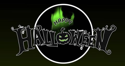 Spooky Halloween Greeting with Green Flames and Fun Typography