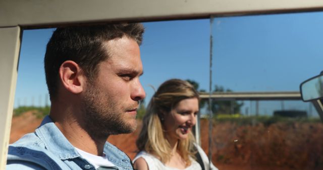 Couple Enjoying Road Trip in Open Top Vehicle - Download Free Stock Images Pikwizard.com