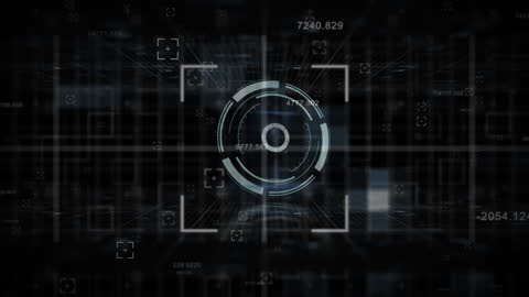 Futuristic Digital Interface with Scope Scanning Symbols