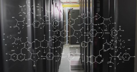 Computer Servers with Overlay of Scientific Formulas - Download Free Stock Images Pikwizard.com