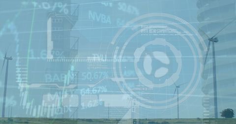 Digital Composite of Stock Trading Graph with Wind Turbines - Download Free Stock Images Pikwizard.com