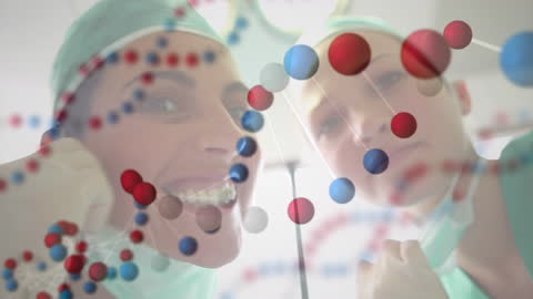 Doctors and Rotating DNA Animation Highlight Medical Innovation