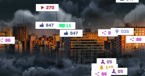 Social Media Metrics Over Urban Landscape Conceptualized - Download Free Stock Images Pikwizard.com