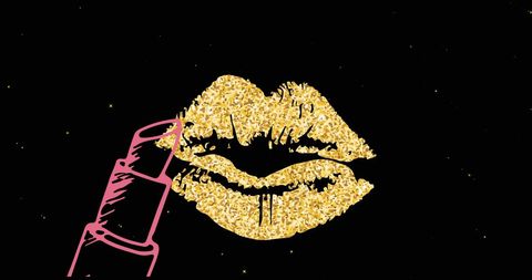Gold Glitter Lips and Lipstick on Black Holiday Background - Download Free Stock Images Pikwizard.com