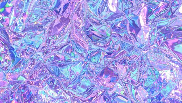 Shimmering iridescent foil with pastel hues creating abstract pattern