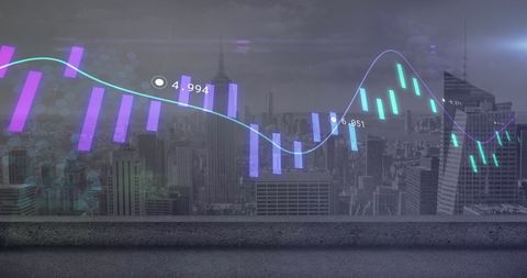 Financial Data Display Over Cityscape, Global Business Analytics - Download Free Stock Images Pikwizard.com