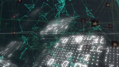 Binary Code Flowing in Digital Network