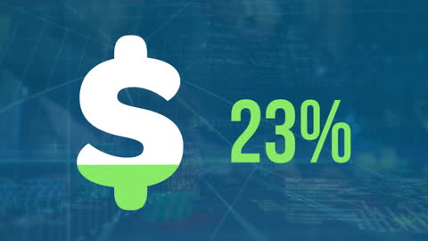 Dollar Growth Symbol with Percentage on Digital Background