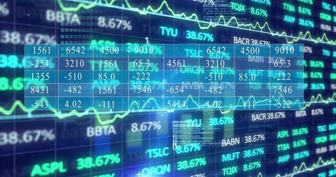 blurred financial data display featuring line charts and tickers - Download Free Stock Images Pikwizard.com