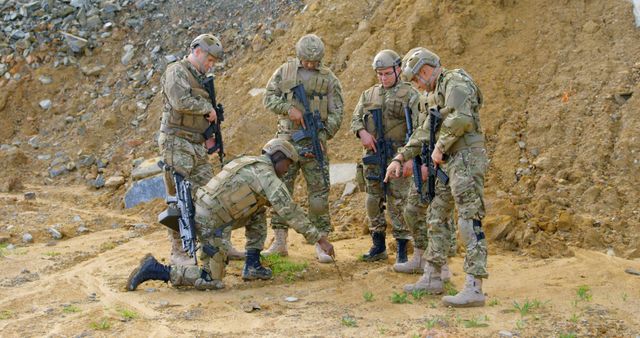 Soldiers Analyzing Terrain on Military Training Exercise - Download Free Stock Images Pikwizard.com