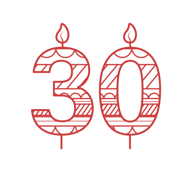 Red Patterned 30th Birthday Candle on Transparent Background - Download Free Stock Videos Pikwizard.com