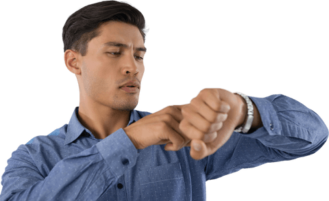 focused businessman checking time on wristwatch semi transparent - Download Free Stock Videos Pikwizard.com