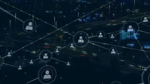 Global Networking Concept Over Night Cityscape