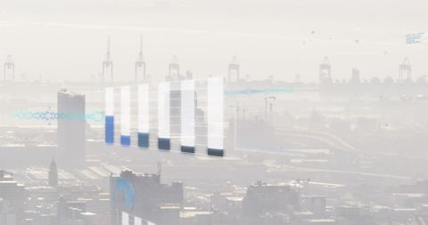 Futuristic Cityscape with Digital Interfaces and Cranes - Download Free Stock Images Pikwizard.com