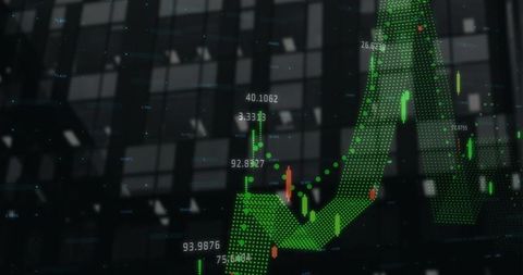 Financial Chart Overlay on Corporate Building Concept