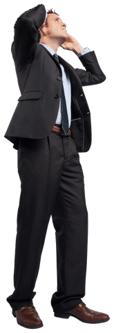Transparent Businessman in Suit Feeling Stressed