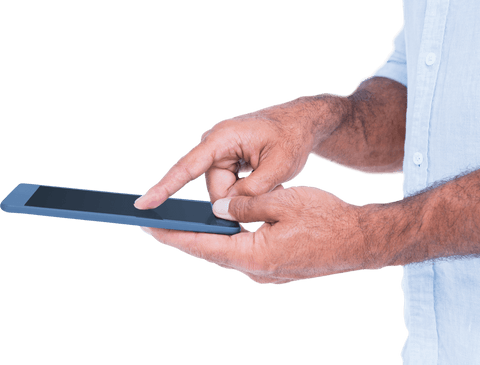 Man Operating Tablet with Transparent Background - Download Free Stock Videos Pikwizard.com