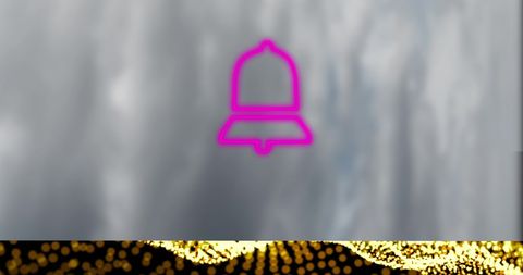 neon bell icon with gold glitter on grey background - Download Free Stock Images Pikwizard.com