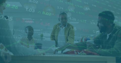 Diverse Team Discussing Global Financial Strategy in Modern Office