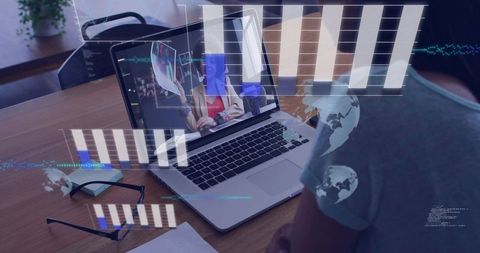Watching remote presentation while viewing holographic data overlays on laptop