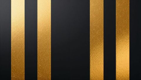 Gold Leaf Vertical Stripes on Matte Black Panel Featuring Hammered Metallic Texture
