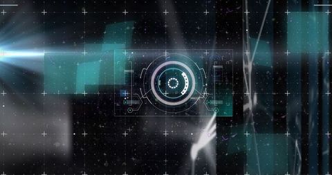 Advanced digital interface with scope and data analysis graphics