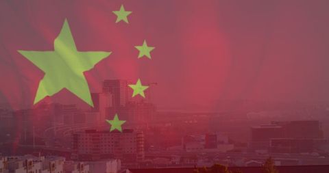 Chinese Flag Blending with Urban Cityscape - Download Free Stock Images Pikwizard.com