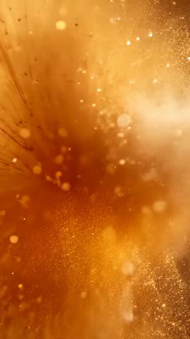 Vertical Golden Particle Swirl Pulsing, Glowing Amber Abstract Motion Background Loopable