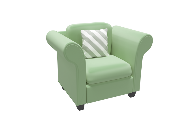 Green Armchair with Striped Pillow on Transparent Background - Download Free Stock Videos Pikwizard.com