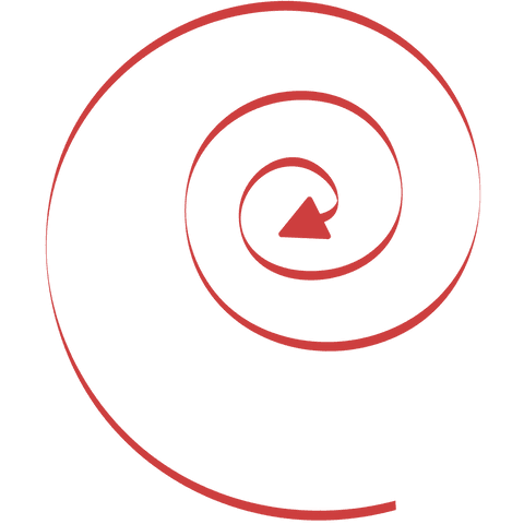 Red spiral arrow on transparent background for directional concept