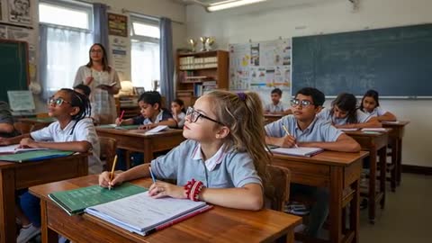 Focused Students Learning in Classroom Guided by Teacher