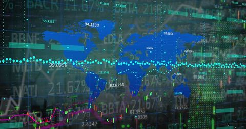 Global Financial Data Processing Visualization on World Map - Download Free Stock Images Pikwizard.com
