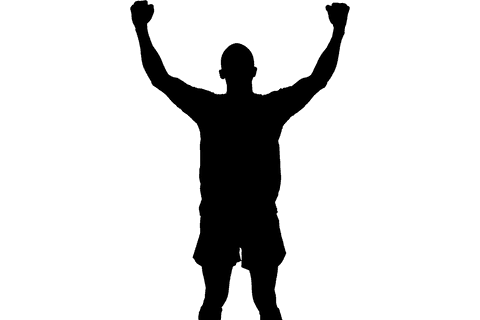 Digital silhouette of male football player kicking ball with transparent background