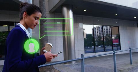 Businesswoman Engaging With Chat Message on Smartphone