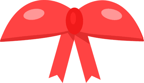 Transparent Background Flat Design Red Ribbon Bow