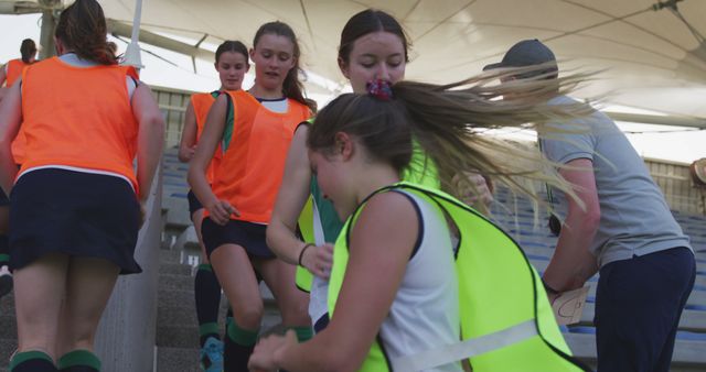 Teen Girls Training at Sports Stadium Steps - Download Free Stock Images Pikwizard.com