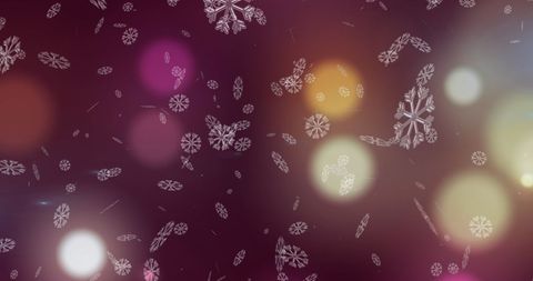 Mesmerizing Snowflakes Falling Over Glowing Red Background