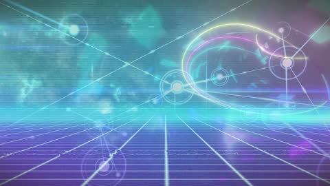 Futuristic Digital Data Grid with Neon Connections