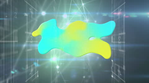 Abstract Liquid Shape on Digital Network Background