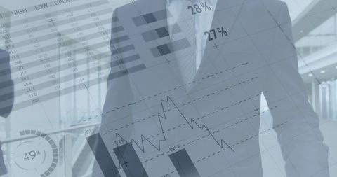 Businessman Overlay with Financial Data and Graphs - Download Free Stock Images Pikwizard.com