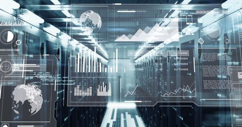 Futuristic Global Data Analysis in Networking Server Room - Download Free Stock Images Pikwizard.com