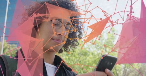 Abstract Geometric Network Overlay Oscillating Above Connecting Individualism