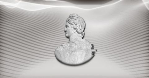 Classical Sculpture with Digital Glitch Effect