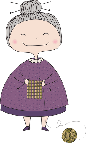 smiling grandmother knitting: transparent vector illustration - Download Free Stock Videos Pikwizard.com